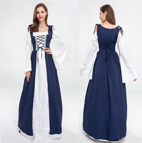 中世纪宫廷藏青色连衣裙