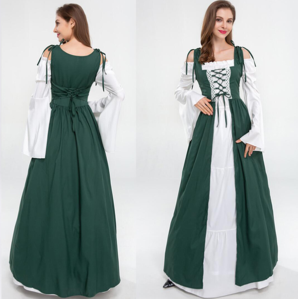 中世纪宫廷军绿色连衣裙